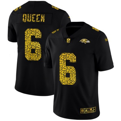 Baltimore Baltimore Ravens #6 Patrick Queen Men's Nike Leopard Print Fashion Vapor Limited NFL Jersey Black